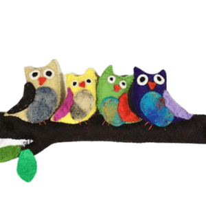 Felt Wall Rack - Owls on a branch Colours of Nepal