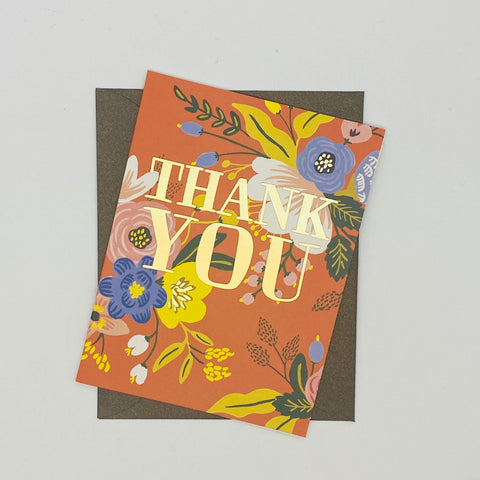 Occasion Card - Thank You - Gold letters on flowers My Little Shoppe