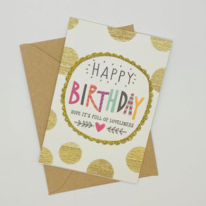 Occasion Card - Happy Birthday with Gold Dots My Little Shoppe