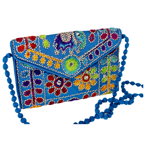 Bag - Embroidered Blue Small Himalayan Treasures