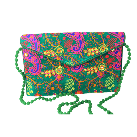Bag - Embroidered Green Himalayan Treasures
