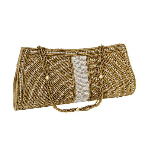 Clutch Bag - Gold Beading with Diamante My Little Shoppe