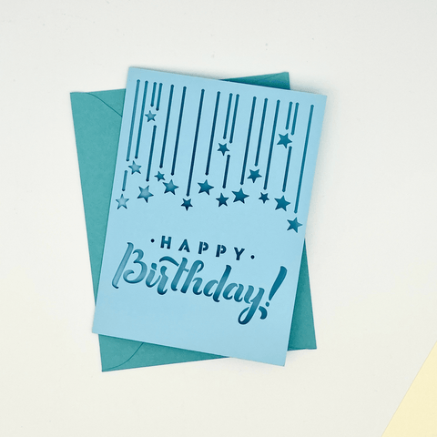 Occasion Card - Happy Birthday - Blue with Hanging Stars My Little Shoppe