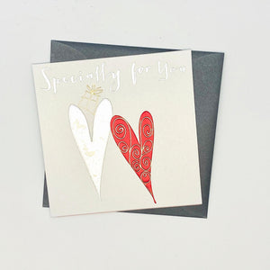 Occasion Card - Specially for you - Hearts in Red and Silver My Little Shoppe