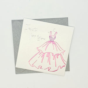 Occasion Card - Just for you - Metallic Pink Dress on Hanger My Little Shoppe