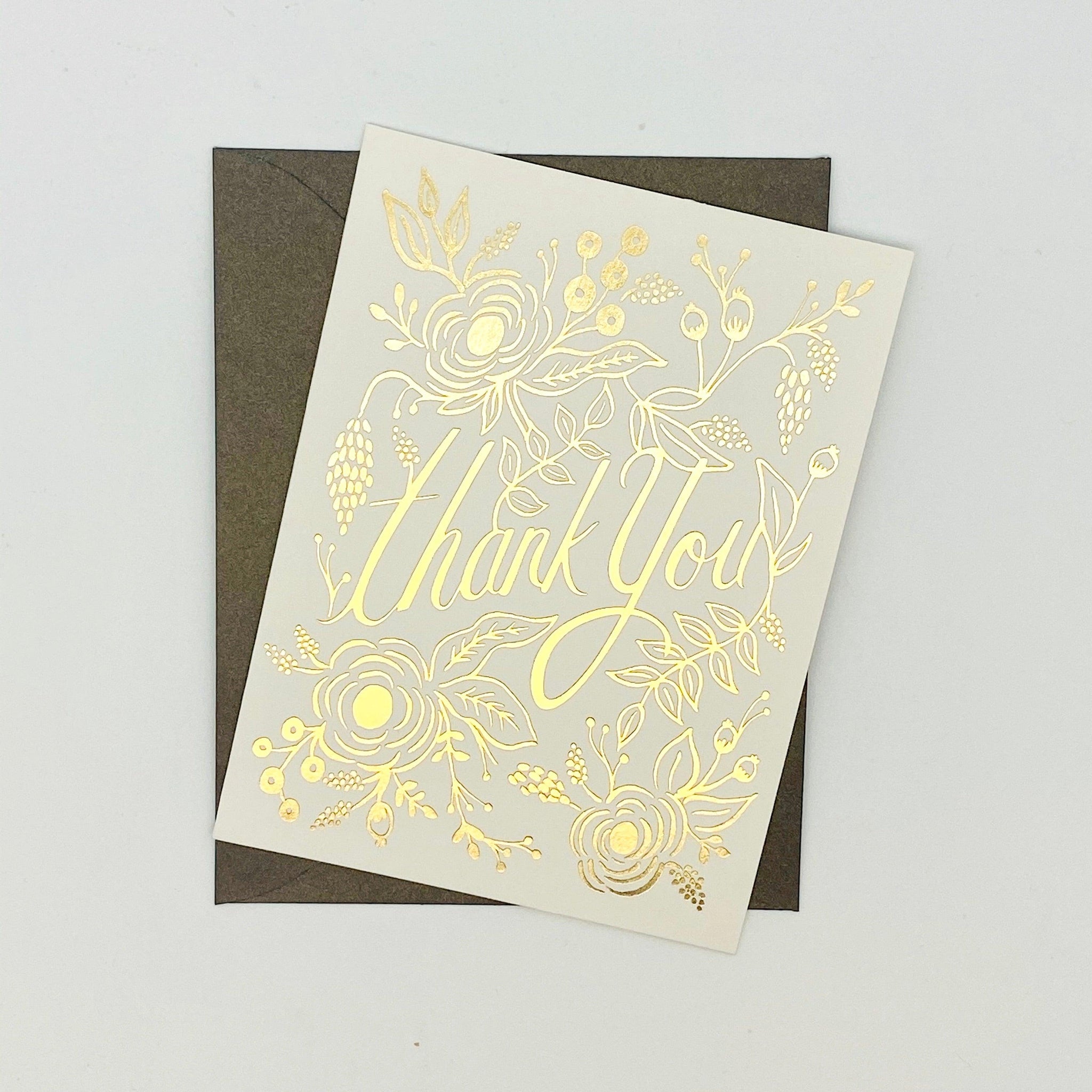Occasion Card - Thank You - Gold with Flowers My Little Shoppe