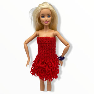 Doll Dress - Hand Crocheted Red Dress - for 29cm/11.5" Fashion Doll Meraki Handmade