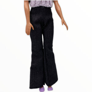 Doll Pants - Black Denim Boot Leg Jeans for 29cm/11.5" Fashion Doll Dolly Couture