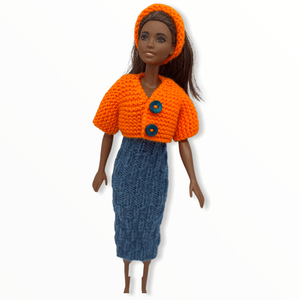 Doll Set - Hand Knitted Outfit - 4pc Set for 29cm/11.5" Fashion Doll Meraki Handmade