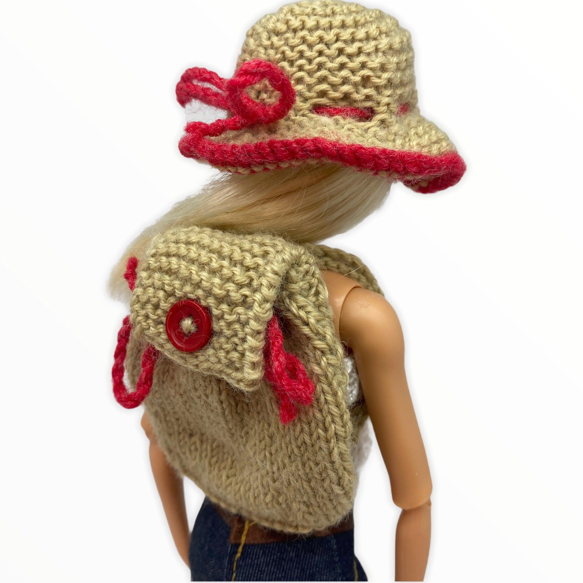 Doll Set - Hand Knitted Hat and Backpack - 2pc Set for 29cm/11.5" Fashion Doll Meraki Handmade