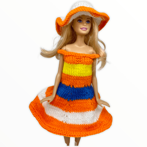 Doll Set - Hand Knitted Dress - 4pc Set for 29cm/11.5" Fashion Doll Meraki Handmade