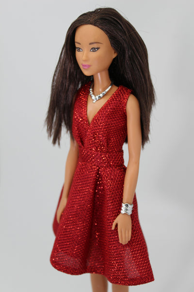Doll Dress - V Neck Dress for 29cm/11.5" Fashion Doll - My Little Shoppe