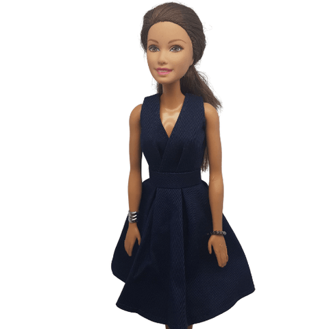 Doll Set E - 7pc Navy Blue Cocktail Dress for 29cm/11.5" Fashion Doll Dolly Couture