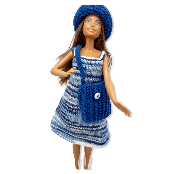 Doll Set - Hand Knitted Dress - 4pc Set for 29cm/11.5" Fashion Doll Meraki Handmade