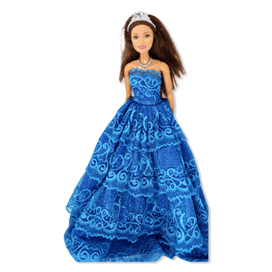 Doll Evening Dress - Blue Lace for 29cm/11.5" Fashion Doll Dolly Couture