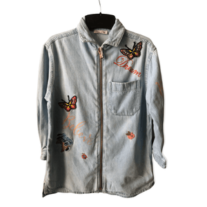 Pre-Owned River Island Zip Up Shirt/Jacket - Butterflies & Embroidery (Size 3-4) The Re-Generation