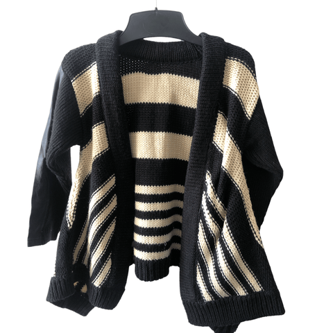 Pre-Owned Woolies - Black/Beige Cardigan Waterfall (Size 2-3) The Re-Generation