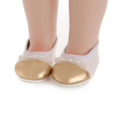 Lil' Me Shoes - 18/46cm Pump with Gold Toe and Pearl Detail Dolly Couture