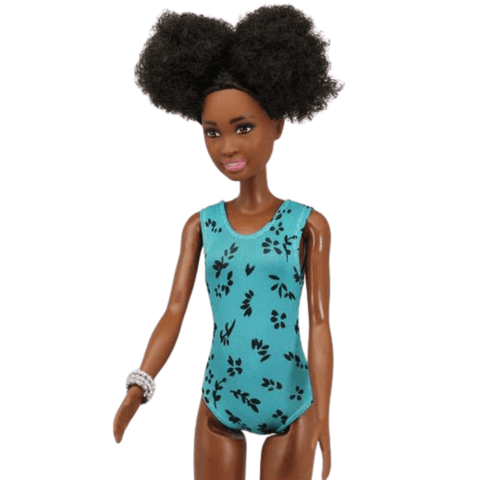Doll Swimwear - Blue with Black Flowers  for 29cm/11.5" Fashion Doll Dolly Couture